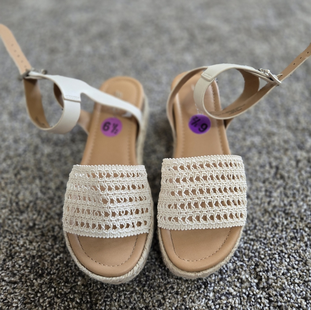 Cream Woven Sandals